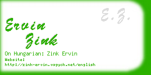 ervin zink business card